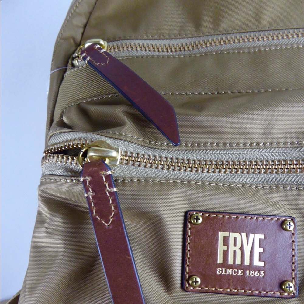 Frye Ivy Backpack Nylon Leather Brass Zippers NWT - Picture 7 of 8